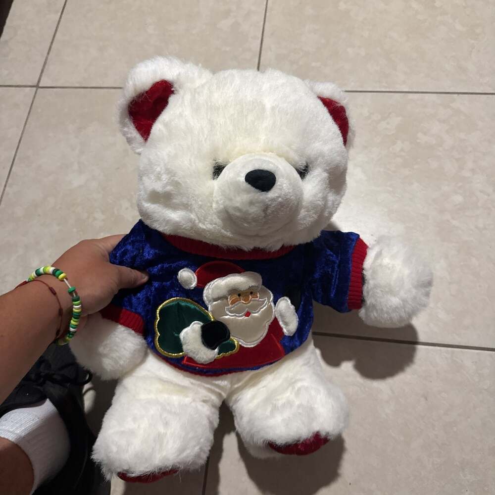 Christmas Santa Adorned Polar Bear Plush Stuffed Animal Toy - Picture 1 of 8